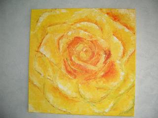 Rose gelb gespachtelt  50 x 50